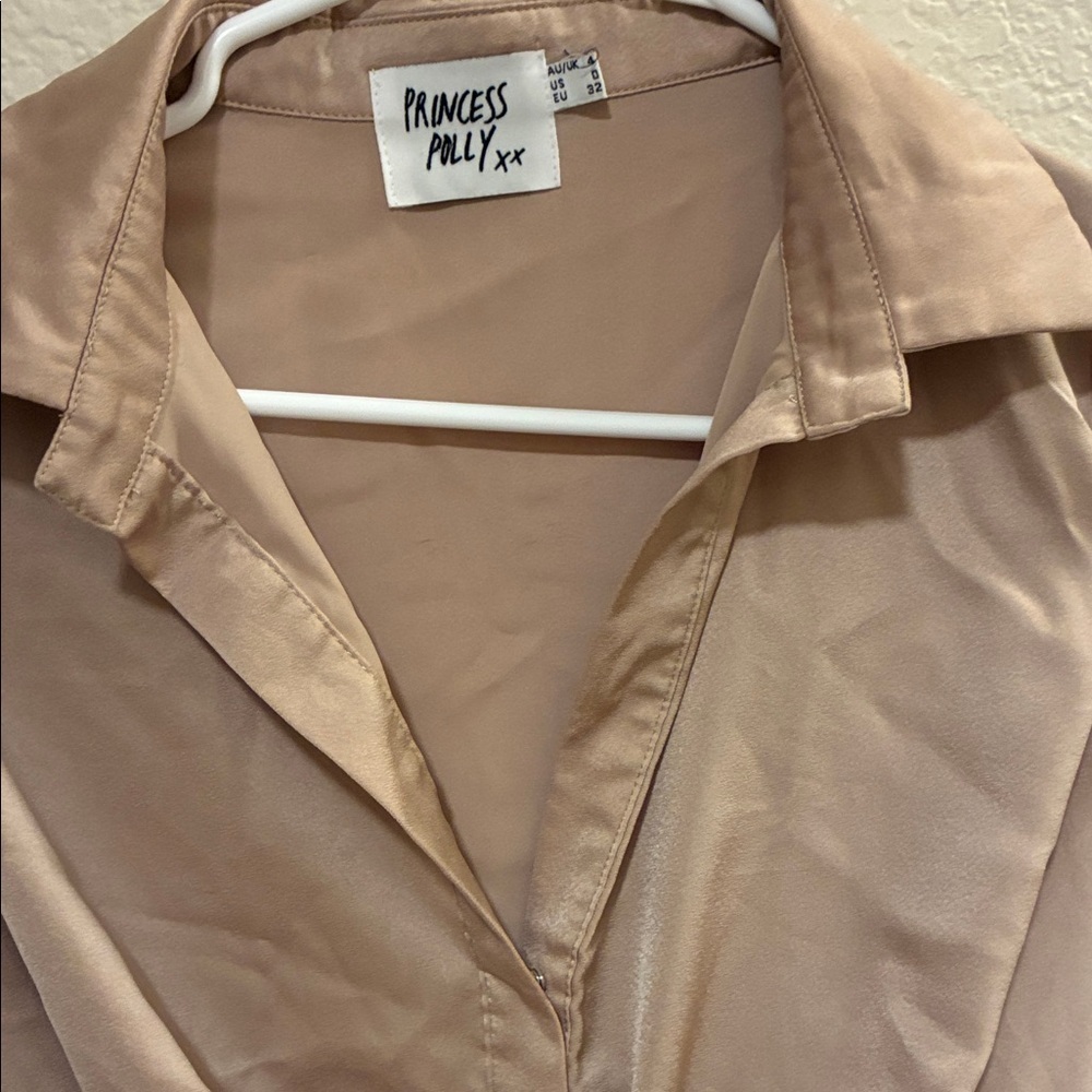 Princess Polly Satin Tie-Front Mini Dress in Blush - Picture 3 of 5